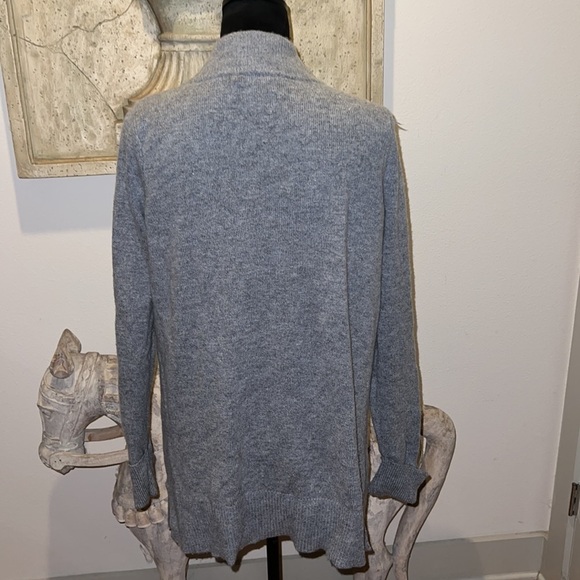 Rachel Zoe 50% wool 50% nylon gray open long cardigan Sz M - Picture 3 of 6